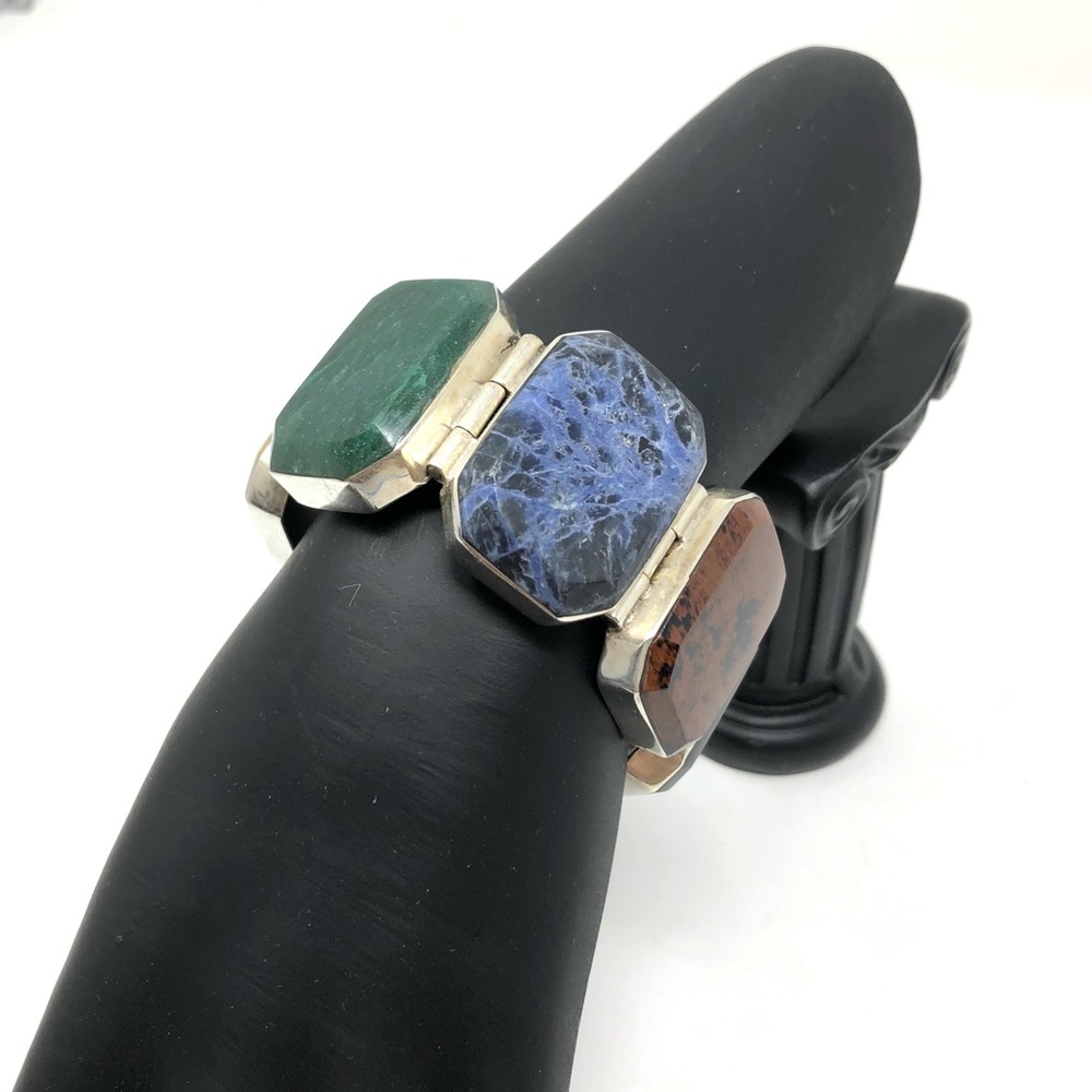 Sterling silver, multi-gemstone bracelet, 145.9g